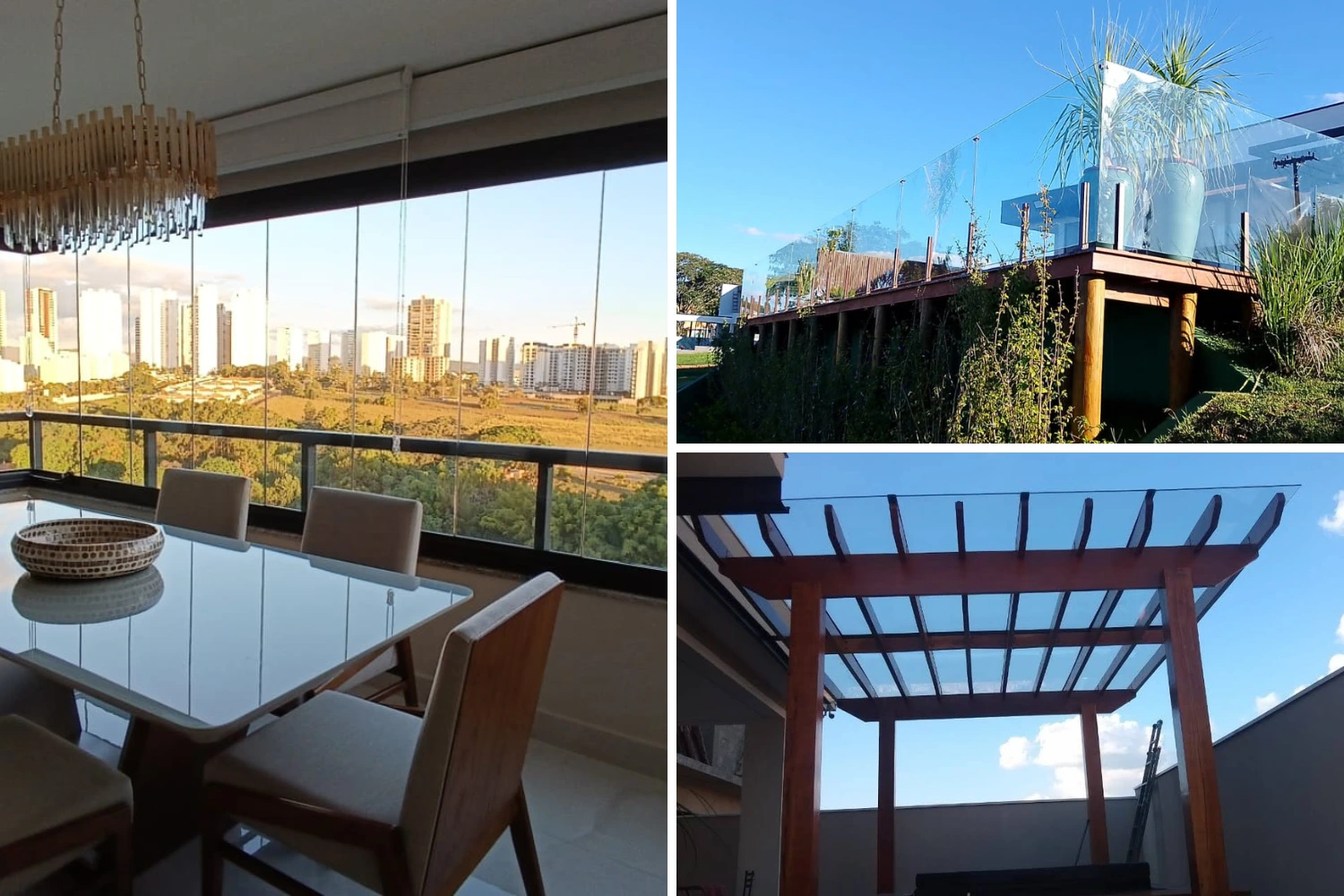 esquadrias de aluminio cobertura em vidro gusrda-corpo de vidro